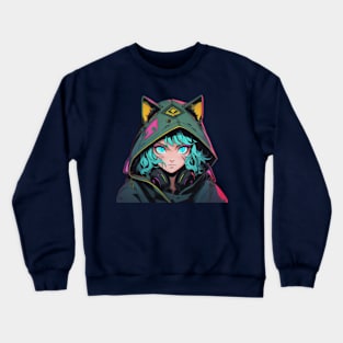 Cyberpunk Cat Girl Crewneck Sweatshirt